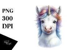 Detailed Watercolor Baby Unicorn, PNG Product Image 1