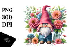 Gnome with Big Hat Watercolor PNG Product Image 1