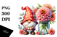 Gnome with Big Hat Watercolor PNG Product Image 1