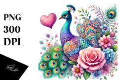 Colorful Adorned Peacock Holding Heart Product Image 1