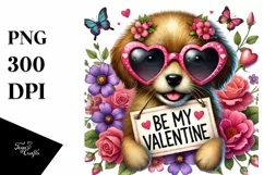 Puppy with Heart Sunglasses PNG Product Image 1