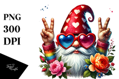 Valentines Gnome with Sunglasses, PNG Product Image 1