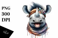 Funny Rhino Tongue Out Clipart Product Image 3