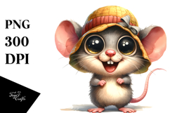 Watercolor Mouse with Goofy Smile | Summer Clipart Product Image 1