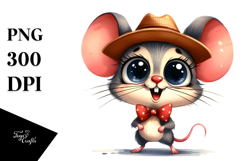 Watercolor Mouse with Goofy Smile | Summer Clipart Product Image 1
