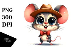 Watercolor Mouse with Goofy Smile | Summer Clipart Product Image 1