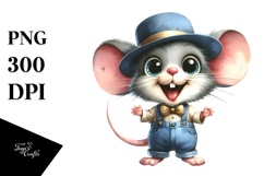 Watercolor Mouse with Goofy Smile | Summer Clipart Product Image 1