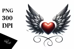 Digital Painting Wings Heart PNG Product Image 1