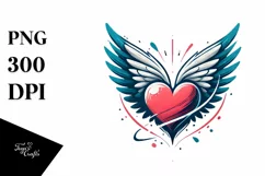 Digital Painting Wings Heart PNG Product Image 1