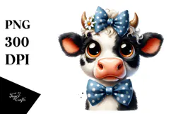 Funny Cow with Bow and Tie, PNG Product Image 1