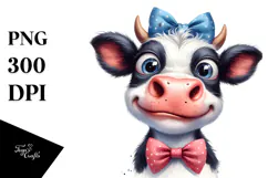 Funny Cow with Bow and Tie, PNG Product Image 1