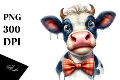 Funny Cow with Bow and Tie, PNG Product Image 1
