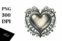 Hand Drawn Heart Vintage PNG Product Image 1