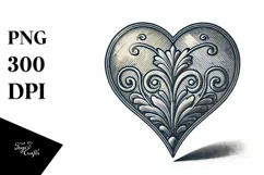 Hand Drawn Heart Vintage PNG Product Image 1