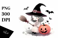 Simple Funny Halloween Clipart with Witch PNG Product Image 3