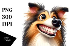 Funny Goofy Collie Watercolor Clipart Product Image 3