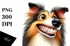 Funny Goofy Collie Watercolor Clipart Product Image 3