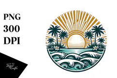 Vintage Tropical Island Sun PNG Product Image 1