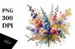 Colorful Foil Delphinium Clipart Design Product Image 3
