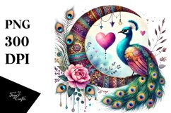 Colorful Boho Peacock Holding Heart Product Image 1
