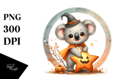 Cute Baby Koala on Star Halloween PNG Product Image 1