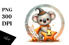 Cute Baby Koala on Star Halloween PNG Product Image 1
