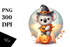 Cute Baby Koala on Star Halloween PNG Product Image 1