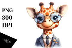 Funny Cute Giraffe Smiling Wearing a Suit and a Retro One Product Image 1