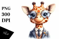 Funny Cute Giraffe Smiling Wearing a Suit and a Retro One Product Image 3