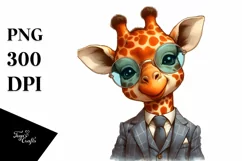 Smiling Giraffe with Retro es | Watercolor Art Product Image 3