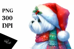 Cute Maltese with Santa Hat PNG Product Image 3