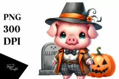 Vibrant Halloween Pig Costume | Sublimation | Clipart Product Image 3