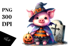 Cute Baby Pig Halloween Clipart Product Image 1