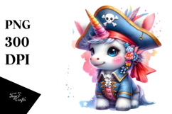 Colorful Baby Unicorn Pirate PNG Product Image 1