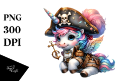 Colorful Baby Unicorn Pirate PNG Product Image 1