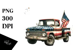 Vintage Dirty Pickup Truck Fireworks | Sublimation Clipart Product Image 1