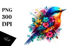 Vibrant Bird Half Flowers Clipart Product Image 3