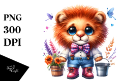 Cute Baby Lion PNG with Big Eyes and Bowtie Product Image 1