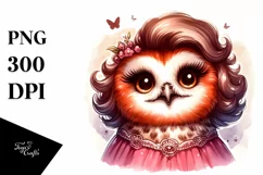 Smiling Owl Diva Portrait | Watercolor Art Product Image 3