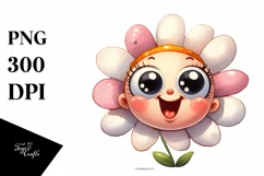 Expressive Baby Face Flower,Watercolor PNG Product Image 1