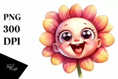 Expressive Baby Face Flower,Watercolor PNG Product Image 3