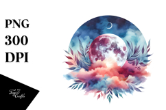 Vibrant Abstract Moon with Foliage | Sticker Product Image 1