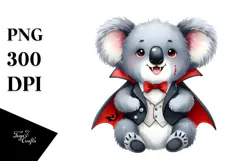 Funny Vampire Koala Baby Watercolor Clipart Product Image 1
