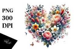 Heart with Spring Flowers PNG Product Image 1