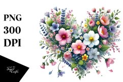 Digital Painting Heart Made of Spring Flowers PNG Product Image 1