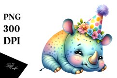 Colorful Baby Rhino | Sublimation | Clipart Product Image 1