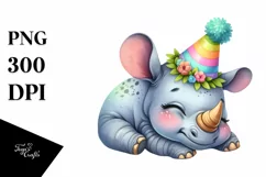 Colorful Baby Rhino | Sublimation | Clipart Product Image 1