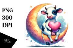 Pastel Cow on Half Moon PNG Product Image 1