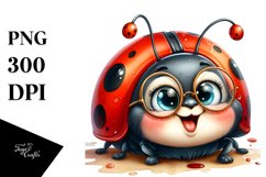 Funny Ladybug Watercolor | Sublimation Clipart Product Image 1