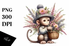 Detailed Whimsical Baby Monkey Heather Clipart Product Image 3
